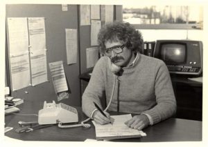 Fred Ode in Office on phone