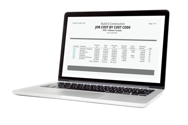 construction job cost accounting software on a computer
